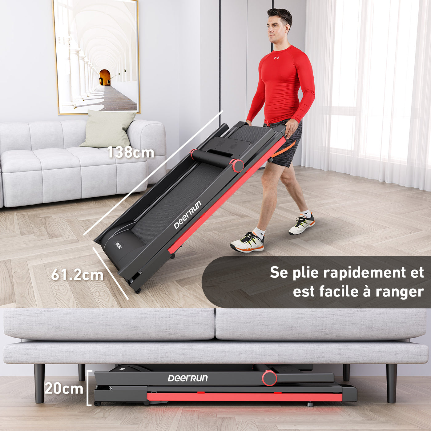 Tapis de course pliable avec inclinaison de 6 % |Capacité de charge de 158 kg, jusqu'à 16 km/h
