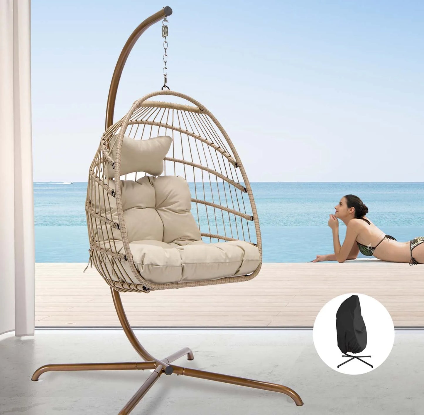 cocon zen™ – Chaise Œuf Suspendue avec Support