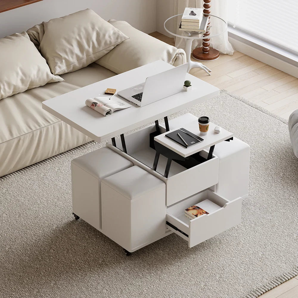 Table basse naturelle pliable à plateau relevable de 1000 mm