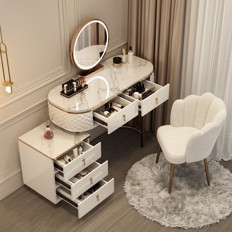 Coiffeuse Moderne avec Miroir & Rangements Intelligents