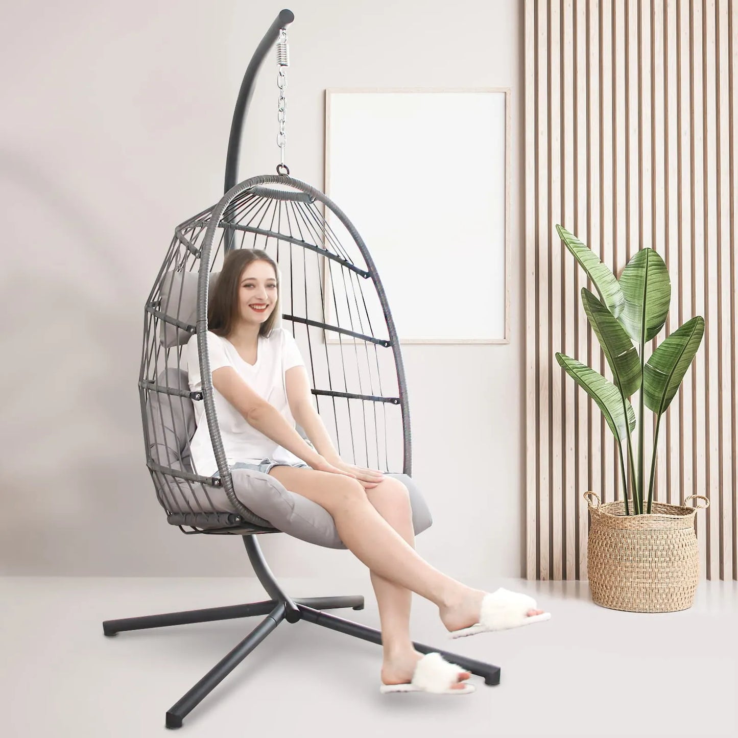 cocon zen™ – Chaise Œuf Suspendue avec Support