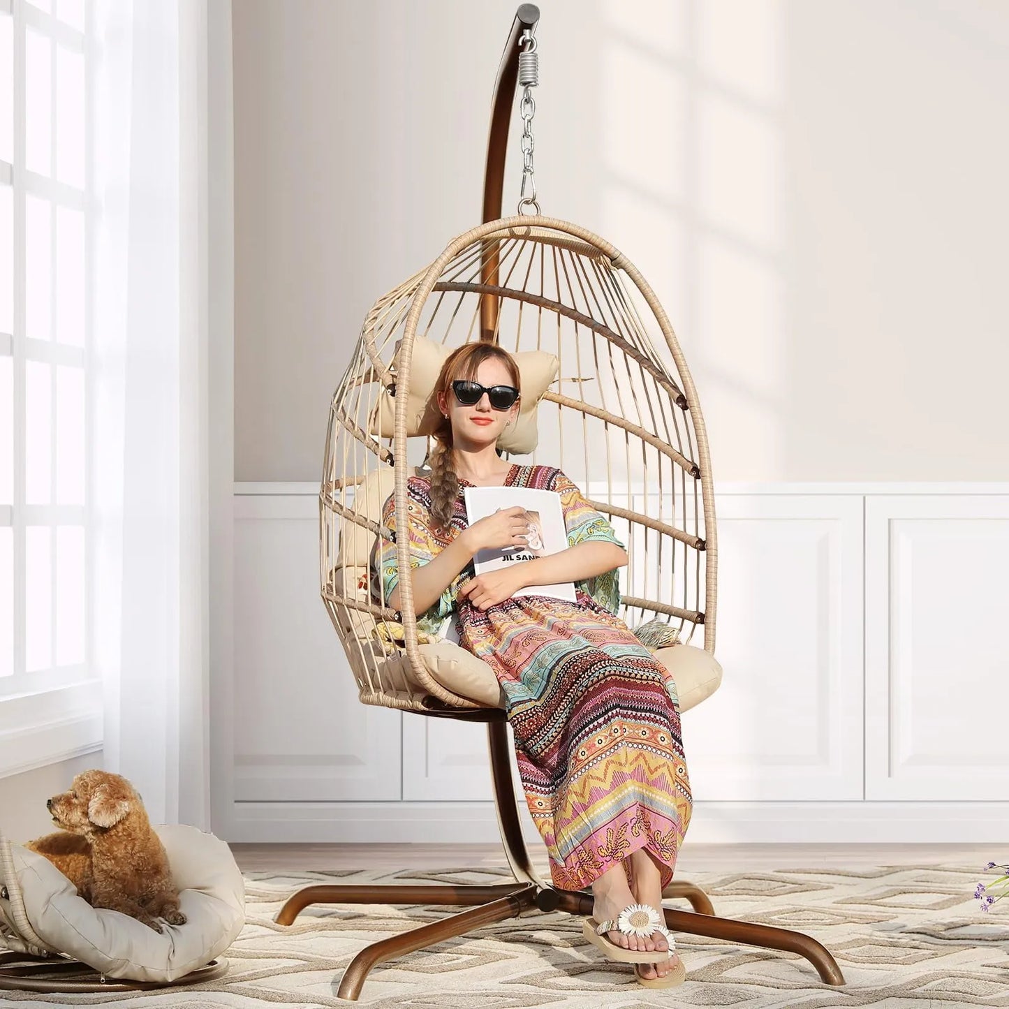 cocon zen™ – Chaise Œuf Suspendue avec Support