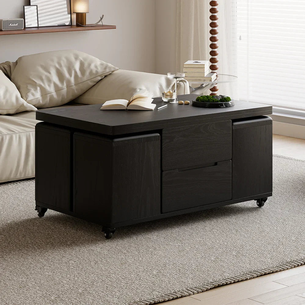 Table basse naturelle pliable à plateau relevable de 1000 mm