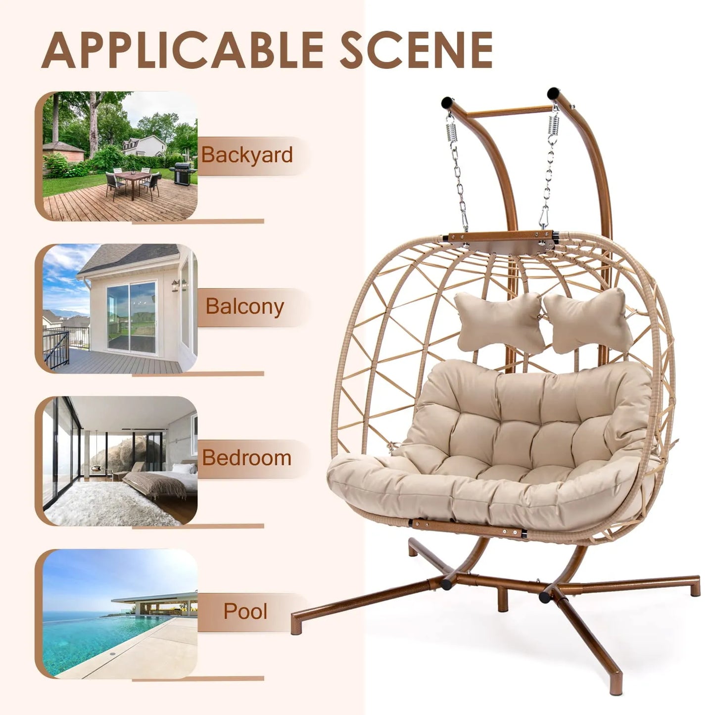 cocon zen™ – Chaise Œuf Suspendue avec Support