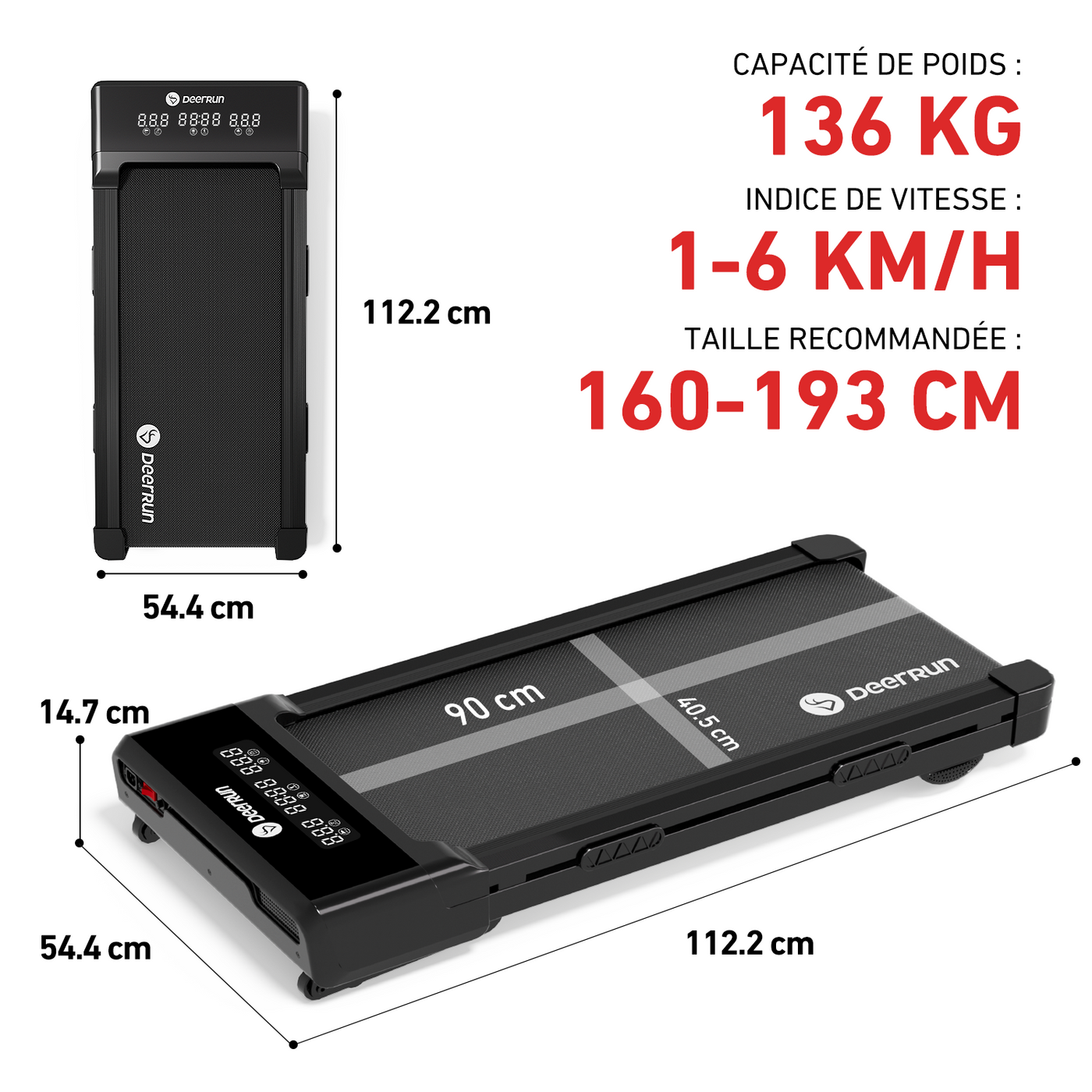 Tapis de course Smart Walk avec inclinaison automatique de 12 % et télécommande