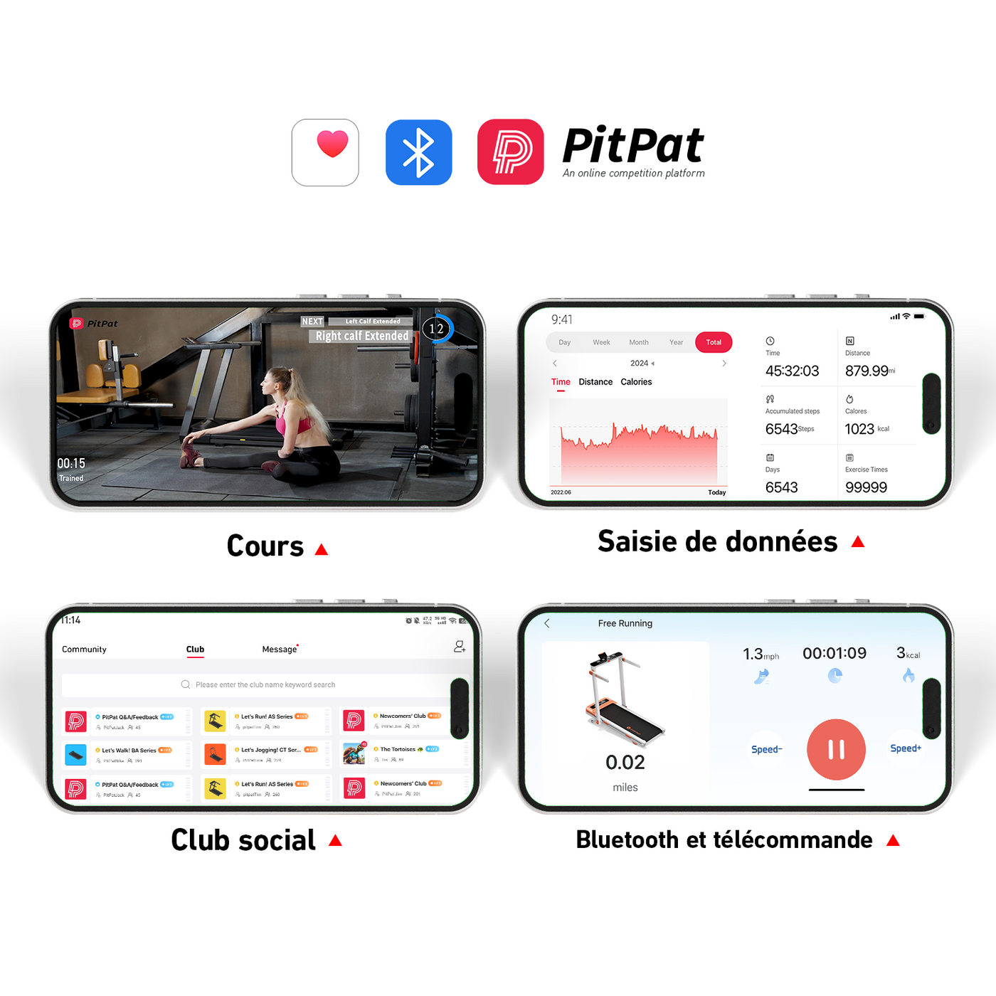 Tapis de course Smart Walk avec inclinaison automatique de 12 % et télécommande