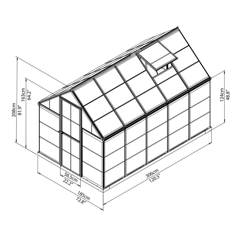 Serre de jardin en alu et polycarbonate 5,7m²
