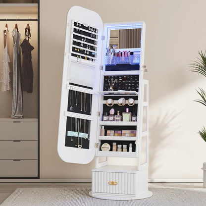 Armoire à bijoux avec miroir et éclairage LED