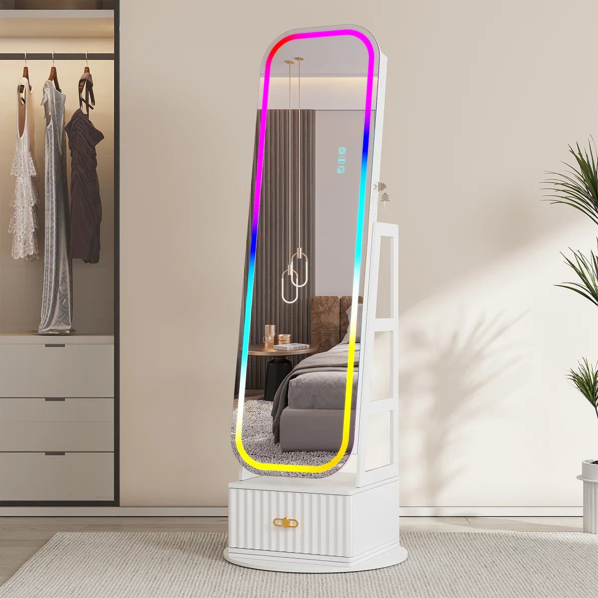 Armoire à bijoux avec miroir et éclairage LED