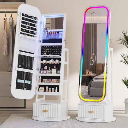 Armoire à bijoux avec miroir et éclairage LED