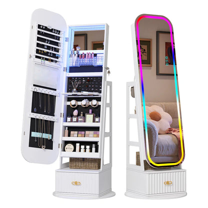 Armoire à bijoux avec miroir et éclairage LED