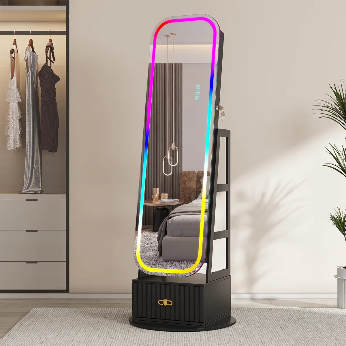 Armoire à bijoux avec miroir et éclairage LED