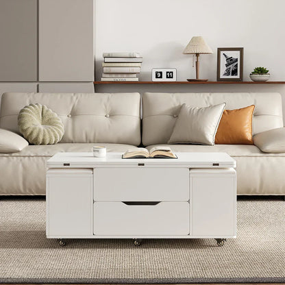 Table basse naturelle pliable à plateau relevable de 1000 mm