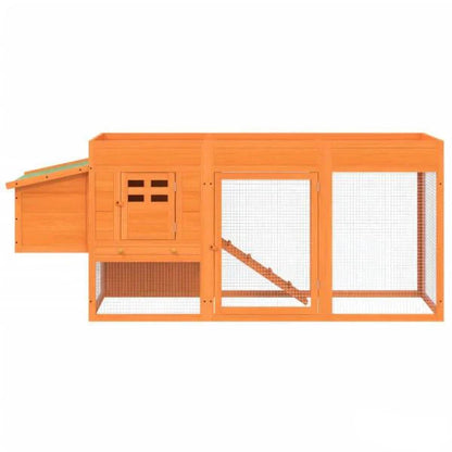 Poulailler en bois massif de pin 204 x 50 x 84 cm