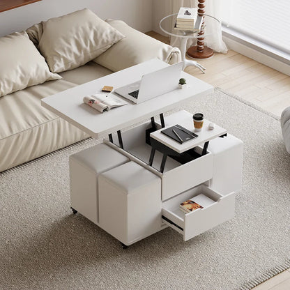 Table basse naturelle pliable à plateau relevable de 1000 mm