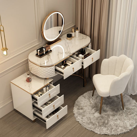 Coiffeuse Moderne avec Miroir & Rangements Intelligents