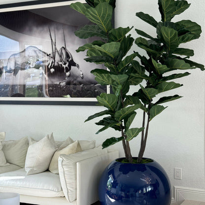 Lyre Luxuriant – Arbre Artisanal en Jardinière Globe Bleu