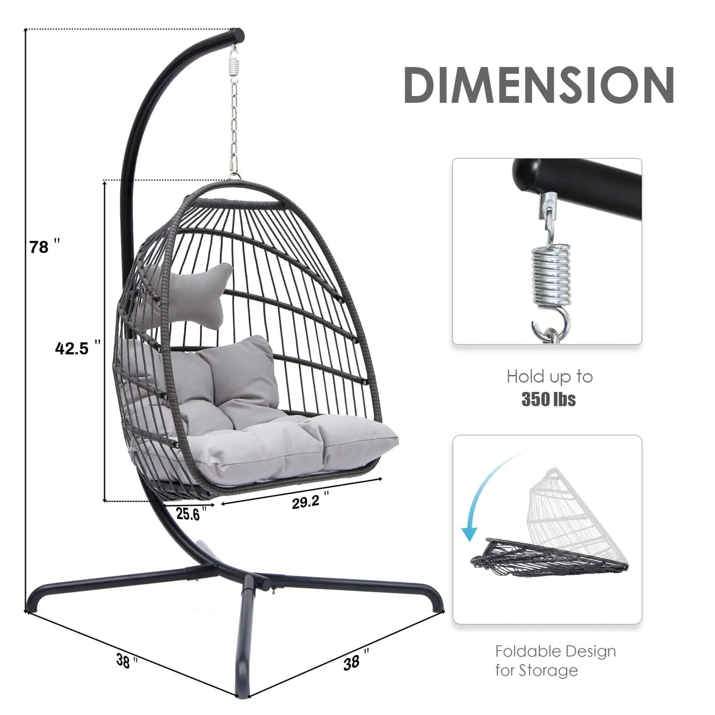 cocon zen™ – Chaise Œuf Suspendue avec Support