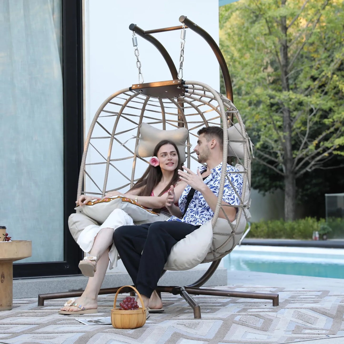 cocon zen™ – Chaise Œuf Suspendue avec Support
