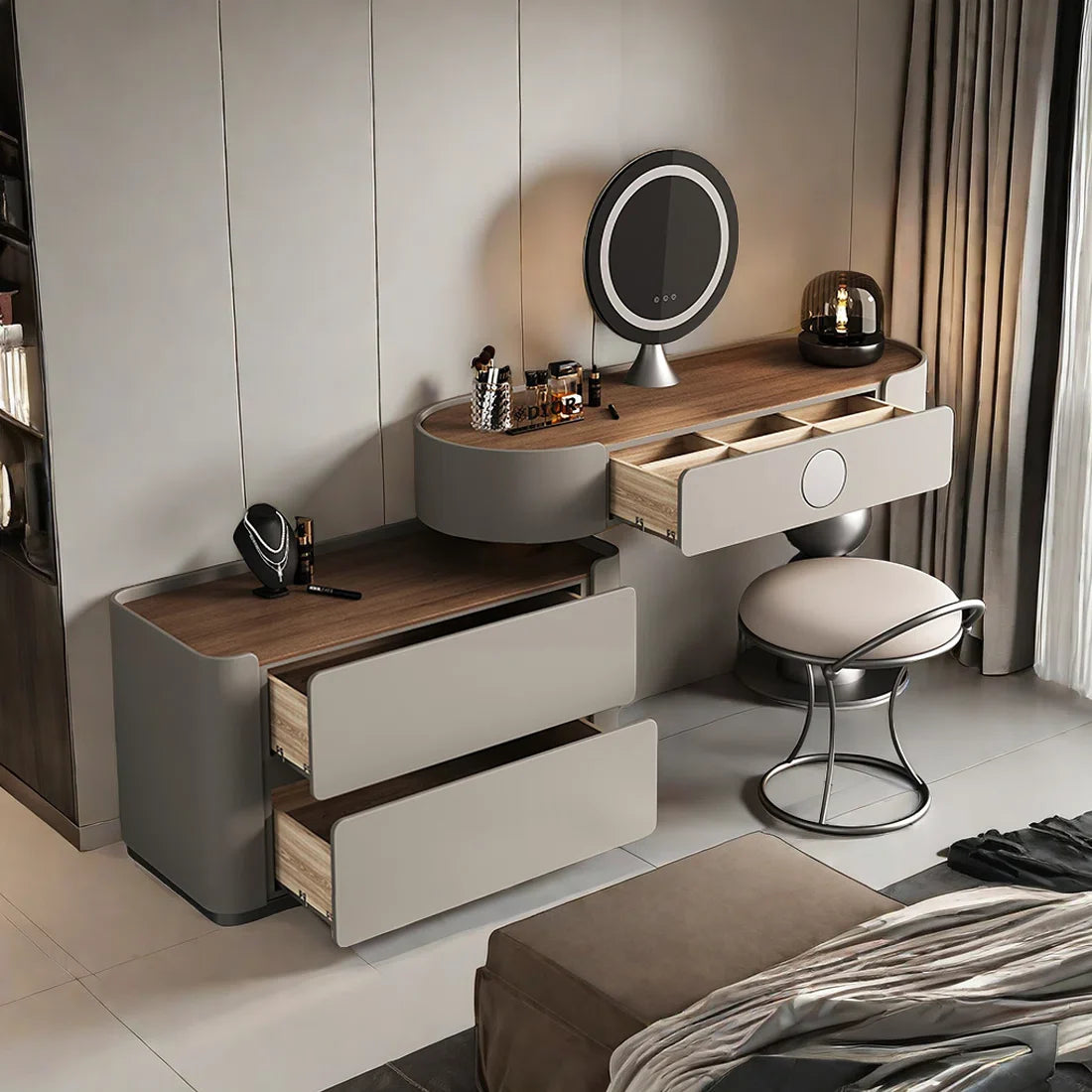 Cassandra Vanity – Coiffeuse Élégante avec Miroir &amp; Rangements