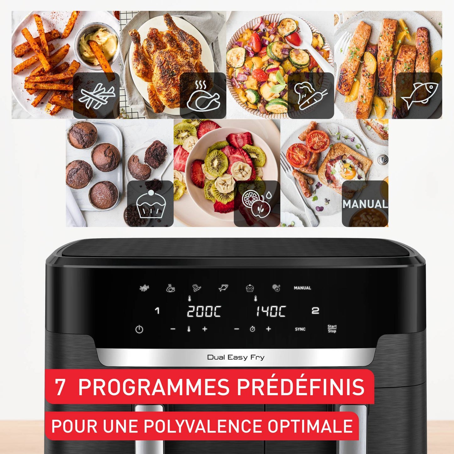 Air Fryer - 7 programmes - 6,5L + 4,5L