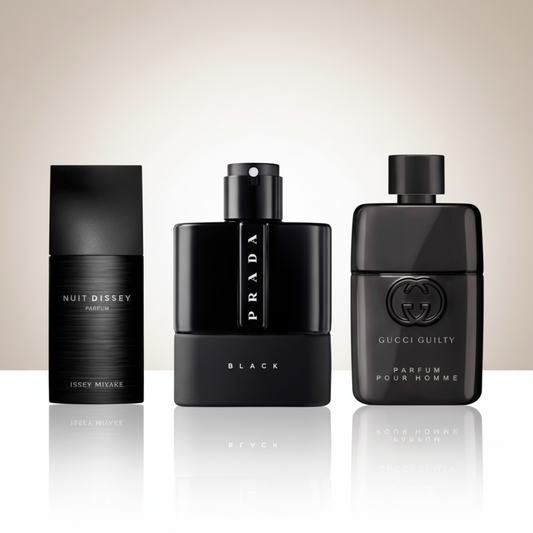 Coffret Vibe Nocturne – Nuit d’Issey d’Issey Miyake, Luna Rossa Black de Prada et Gucci Guilty Parfum Pour Homme de Gucci [100 ml]