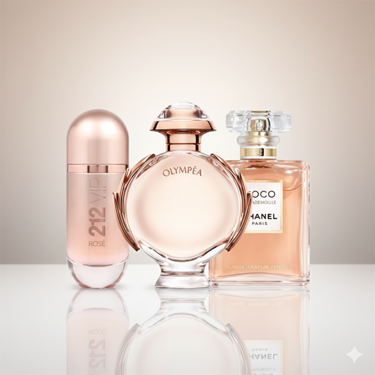 Coffret Charme Raffiné – 212 VIP Rosé de Carolina Herrera, Olympéa de Paco Rabanne et Coco Mademoiselle de Chanel [100 ml]