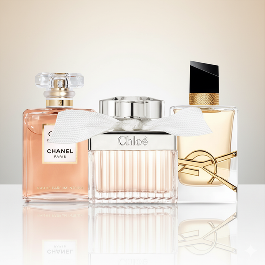 Coffret Élixir de Grâce – Coco Mademoiselle de Chanel, Libre de Yves Saint Laurent et Chloé Signature