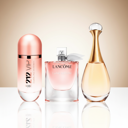 Coffret Éclat Féminin – 212 VIP Rosé, La Vie est Belle et J’adore [100 ml]
