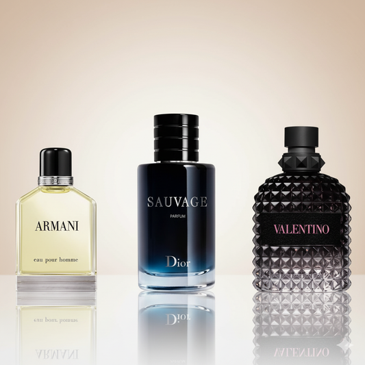 Coffret Élégance Virile – Sauvage Parfum de Dior, Uomo Born in Roma de Valentino et Armani Eau Pour Homme de Giorgio Armani [100 ml]