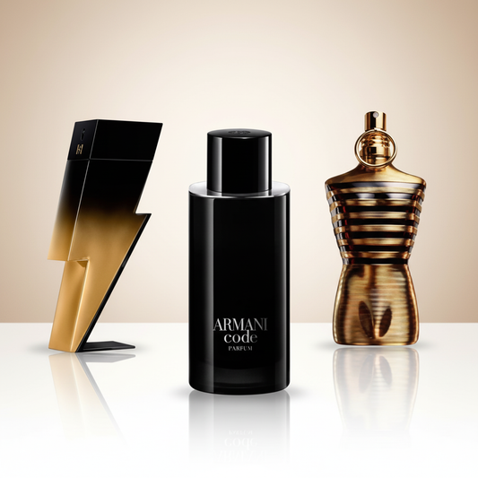 Coffret Ombre Intense – Bad Boy Extreme de Carolina Herrera, Armani Code Parfum de Giorgio Armani et Le Mâle Elixir de Jean Paul Gaultier [100 ml]