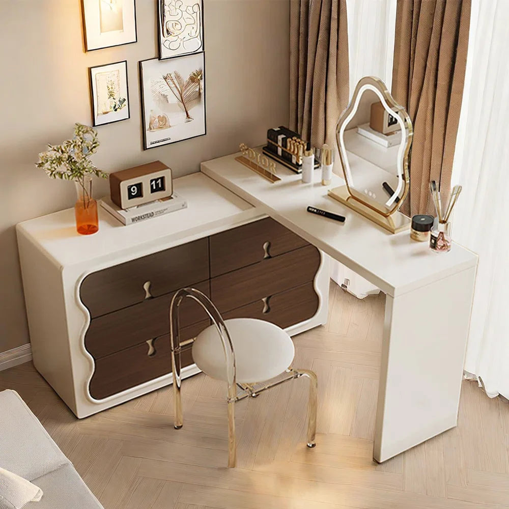 Coiffeuse Moderne avec Miroir &amp; Rangements Intelligents