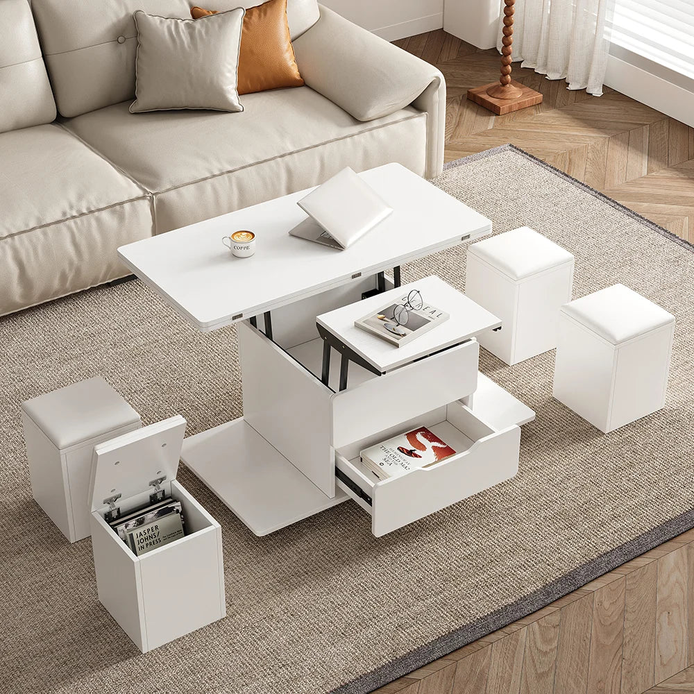 Table basse naturelle pliable à plateau relevable de 1000 mm