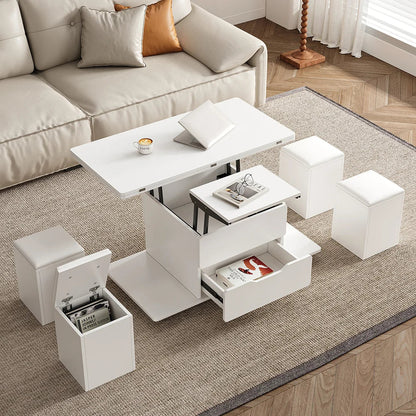 Table basse naturelle pliable à plateau relevable de 1000 mm
