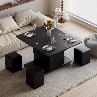 Table basse naturelle pliable à plateau relevable de 1000 mm